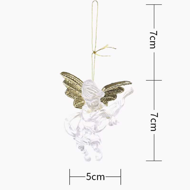 RIBBON HOUSE Engel Anhänger transparent aus Kunststoff für Weihnachten, Silvester und Party, 4er Set, Maße: 5 x 7 cm - Bild 4