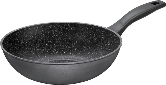 Stoneline Wok Pfanne mit Steinpartikeln, Antihaftbeschichtung, Grau, Durchmesser: 30 cm - Bild 1