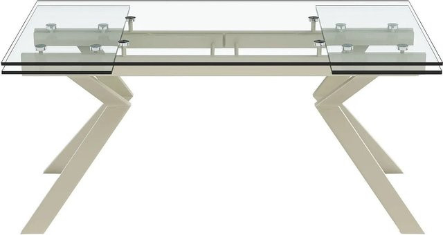 Vente-unique Esstisch Velika aus Hartglas und Metall in Transparent und Beige, ausziehbar, rechteckig - Bild 1