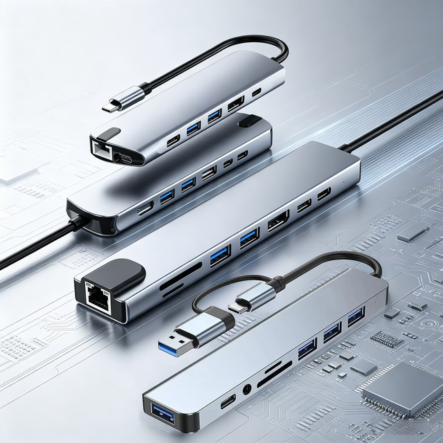 GGBEE USB-C Hub Adapter mit 4/6/8/9 Ports inklusive USB 3.0 und 3,5 mm Klinkenanschluss für MacBook, Notebook und Laptop - Bild 1