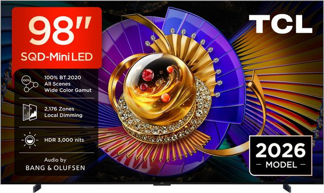 TCL 98C79L Premium SQD-Mini LED Smart-TV in Schwarz, 4K Ultra HD, 248 cm (98 Zoll), 120 Hz, mit Sprachsteuerung - Bild 1