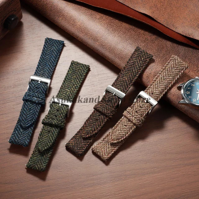 Uhrenarmband asukaband, Tweed Nylon, Vintage, Unisex, 18mm 20mm 22mm - Bild 1