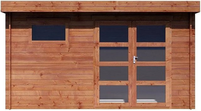 Vente-unique Schrebergartenhaus Coralio aus Holz in Braun mit Flachdach - Bild 1