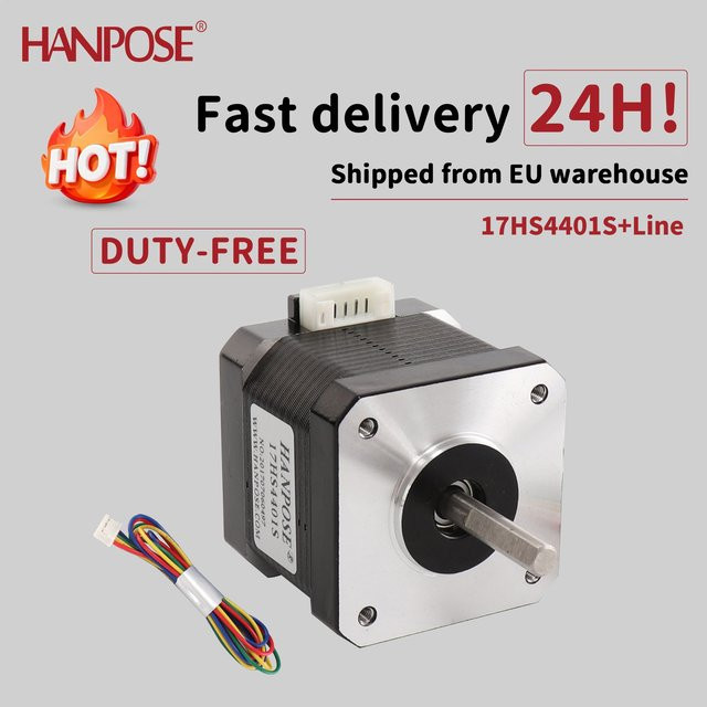 HANPOSE NEMA17 Schrittmotor 17HS4401S in Schwarz für 3D-Drucker und CNC-Maschinen - Bild 1