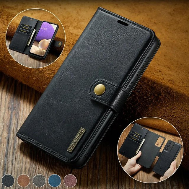 Magnetische Lederhülle für Samsung Galaxy S20 S21 FE S22 Plus S23 Ultra Note 20 A53 5G A33 5G als Brieftasche mit Kartenhalter in Schwarz - Bild 1