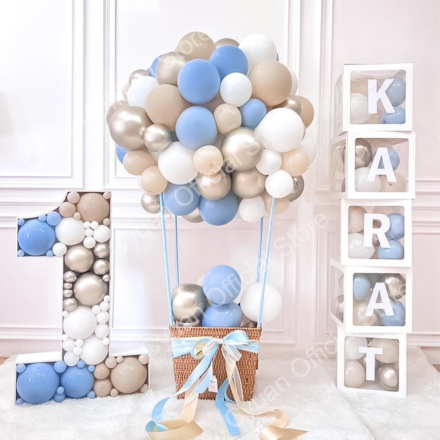 Cyuan Baby Party Ballon Boxen mit Buchstaben in Klar und Multicolor zur Dekoration für Geburtstagsfeiern und Gender Reveal Partys - Bild 1