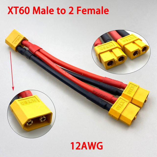 HBXINTAO XT60 XT90 T-Stecker Parallel-Batterieanschluss Doppel-Verlängerungskabel Y-Verteiler für RC-Batterie und Motor in Gelb - Bild 1