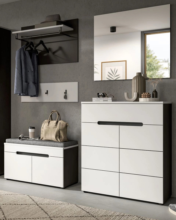Schuhkommode Cooper von Inn.Furn in Weiß und Grau mit Soft-Close-Funktion, B/T/H: 80 x 37 x 94 cm - Bild 4