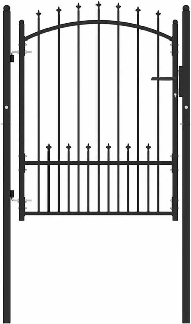 vidaXL Zauntor mit Spitzen und Schloss aus Stahl in Schwarz, B: 100 cm, H: 125 cm - Bild 1