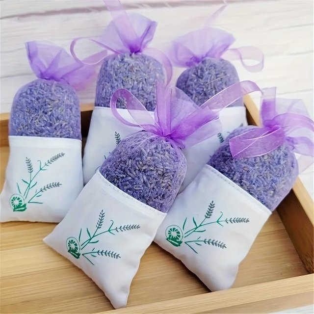 10 Stück Lavendelsäckchen aus Baumwolle und Leinen in Weiß und Lila für Aromatherapie und Trockenblumen - Bild 1