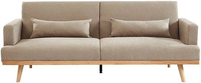 Schlafsofa Esme von Vente-unique in Beige mit Stoffbezug und Armlehnen, Breite: 216 cm - Bild 1