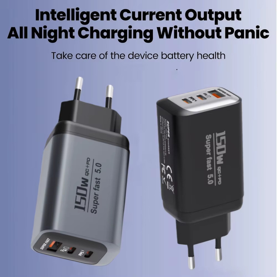 MAEBOXY 150W Multi-Port USB-C Ladegerät in Schwarz und Grau für schnelles Laden von Honor, Huawei, Xiaomi und iPhone - Bild 3