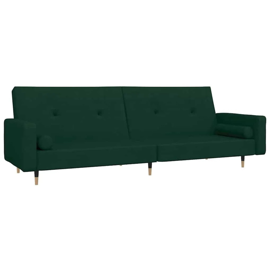 vidaXL Schlafsofa 2-Sitzer Click-Clack mit 2 Kissen aus Samt in Dunkelgrün - Bild 2