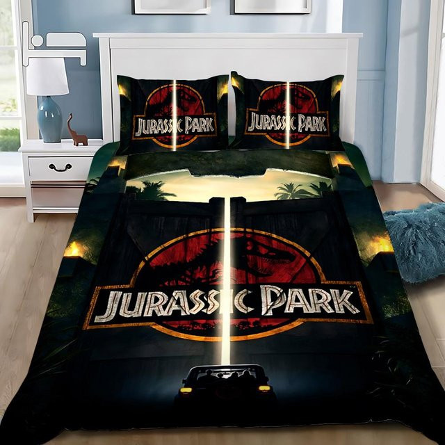 Gu Tao Dinosaurier Park Bettwäsche-Set mit Bettbezug und Kissenbezügen, Mehrfarbig, B/H: 135 x 200 cm - Bild 1