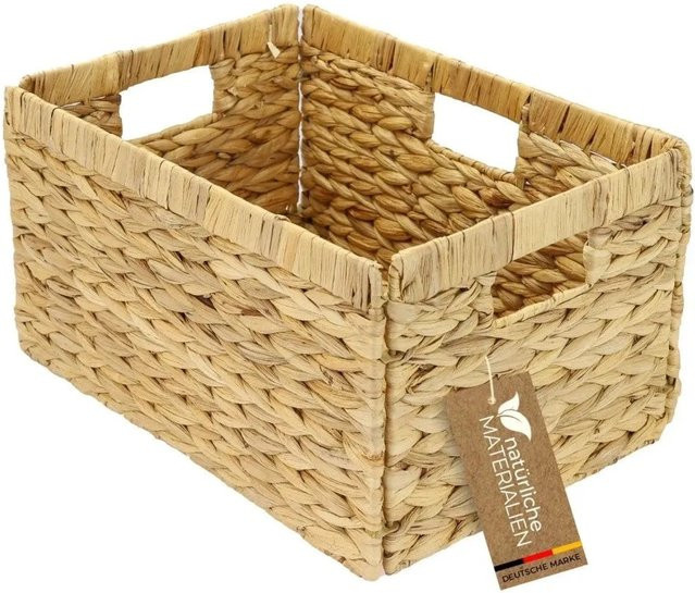HMF Aufbewahrungskorb Billy aus geflochtener Wasserhyazinthe in Beige, B/T/H: 35 x 25 x 20 cm - Bild 1