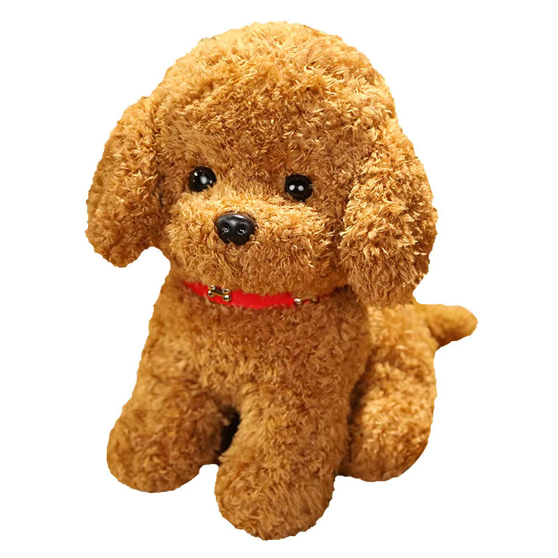 Teddy Hund Plüschtier, lockige Haare, mit Kragen und Blume - Bild 5