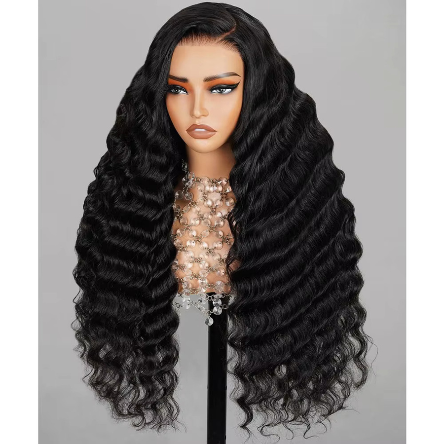 FIUMER Lace Front Perücke, Deep Wave Wasserwelle, Brasilianisch Schwarz - Bild 2