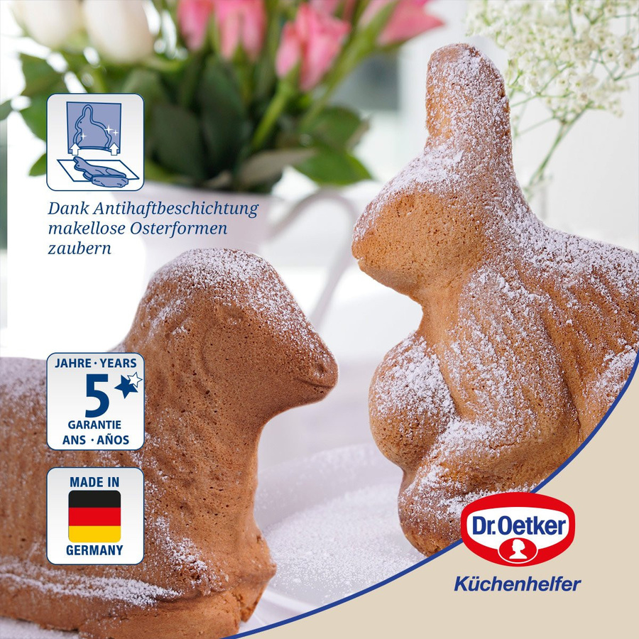 Dr. Oetker Backformen-Set Hase und Lamm in Gold, 2-teilig, beschichtete Stahlform - Bild 1