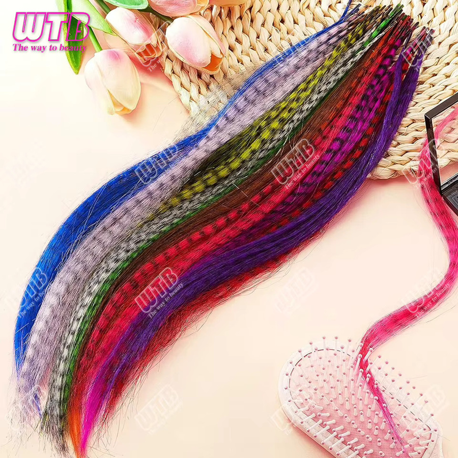 WTB Haar-Feder-Extensions, synthetisch, Zebra, 40,6 cm - Bild 2