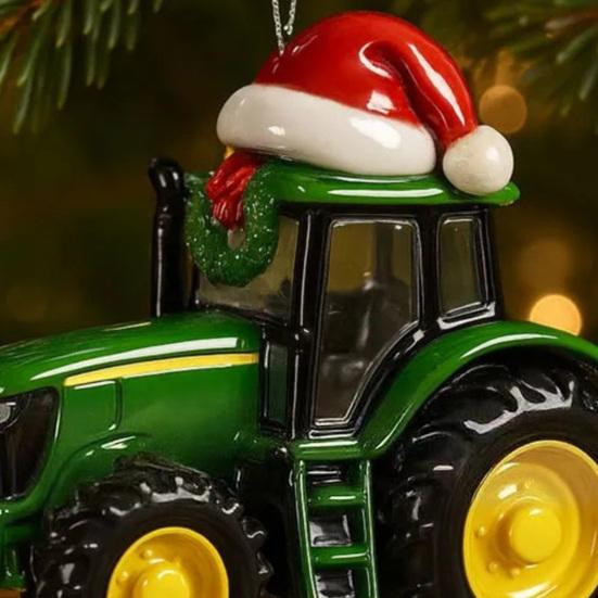 ModeMix Weihnachtsanhänger Traktor in Grün aus Acryl mit Kordel - Bild 4