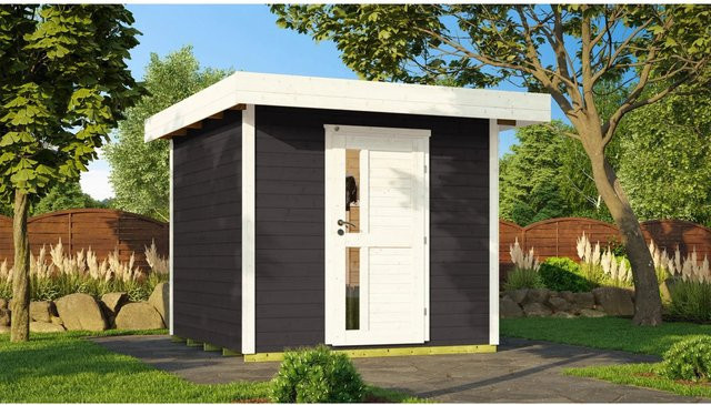 WEKA Designhaus 172 Gartenhaus aus Holz mit Flachdach in Grau und Anthrazit B/H/T: 275 x 226 x 375 cm - Bild 1