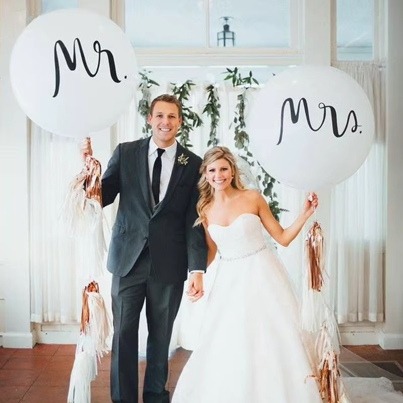 Enanal Latex Ballon Herr & Frau weiß 36 Zoll für Hochzeit, Valentinstag und Geburtstag - Bild 4