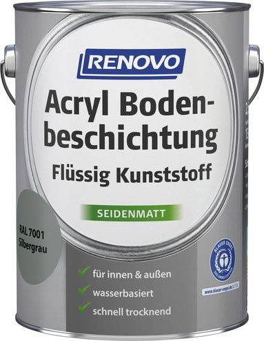 RENOVO Bodenbeschichtung Metall-Optik in Grau/Silber, wasserbasiert, satin-matt und deckend - Bild 1