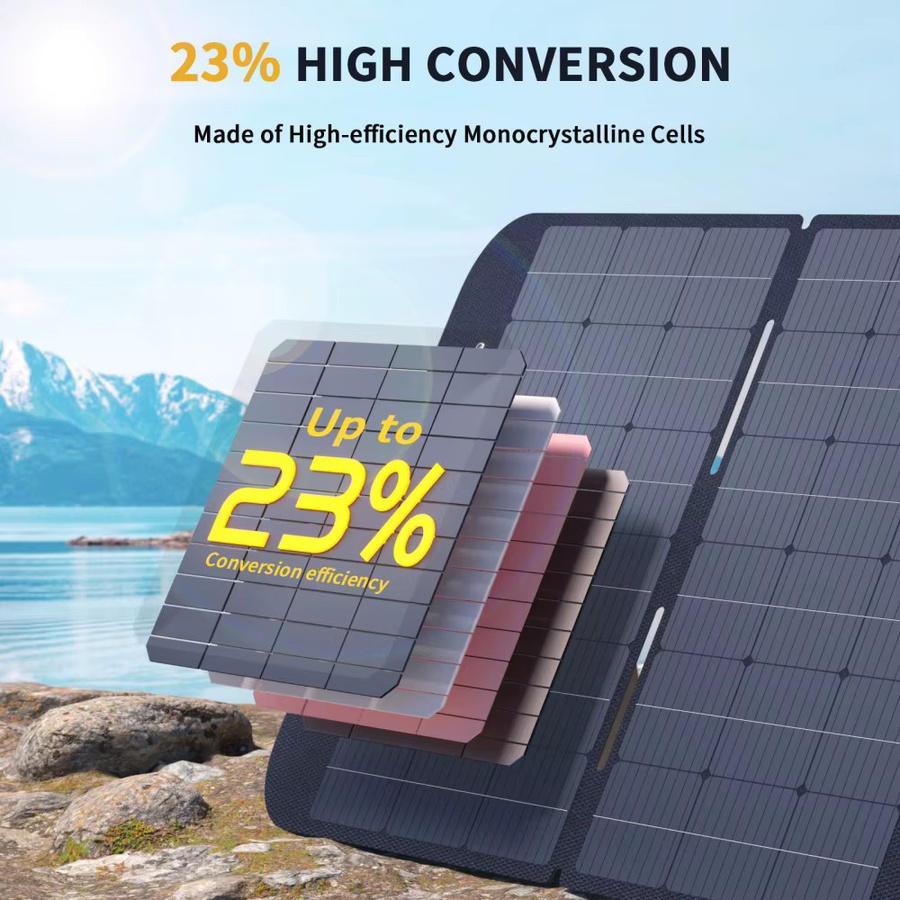 VTOMAN VS400 faltbares Solarpanel 400W mit hocheffizienten monokristallinen Zellen, IP67 wasserdichter ETFE-Oberfläche, verstellbarem Ständer und MC4-Anschluss in Schwarz - Bild 2