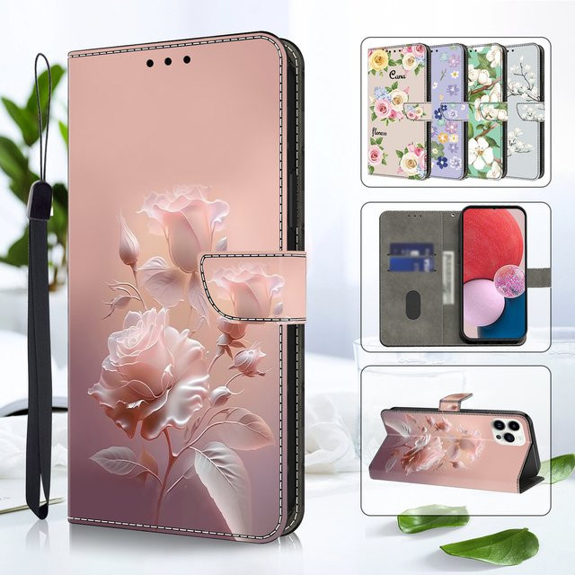 Magnetische Lederhülle im Wallet-Design für Samsung Galaxy A03S A04S A05S A12 A13 A14 A15 A16 A25 A26 A35 A36 A55 A56 in Pink - Bild 1