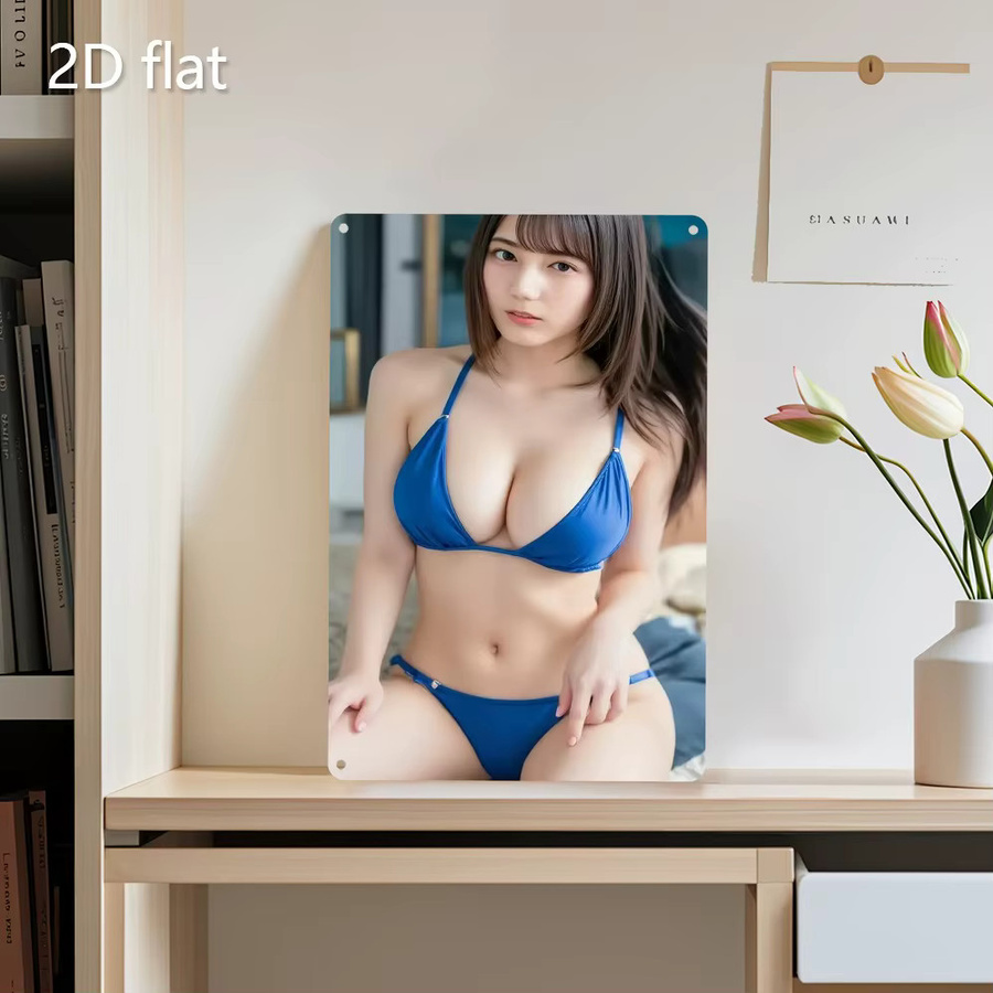Sihoude Metallwandkunst Bikini Blau, 2D Flache Wanddekoration für Innen und Außen, Rechteckig - Bild 5