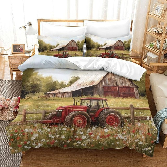Flylo Bettwäsche-Set mit Traktor-Print aus Mikrofaser, Mehrfarbig, B/H: 90 x 200 cm - Bild 1