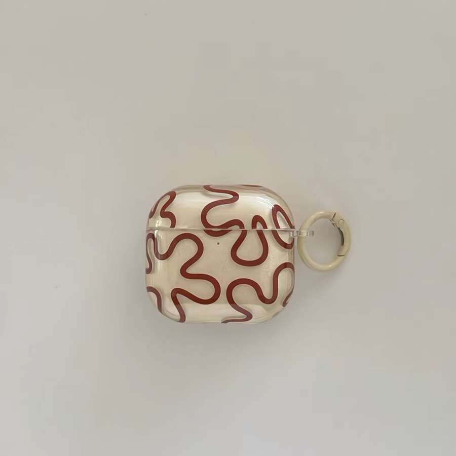 Transparente Apple AirPods Hülle mit Geometrielinien und Haken für AirPods 1, 2, 3, 4 und Pro 2 - Bild 6