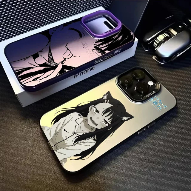Don't Toy Me Miss Nagatoro Handyhülle für iPhone 16 15 14 13 12 11 Pro Max Schwarz Matt Mehrfarbig Laser Metallic Aurora Design - Bild 1