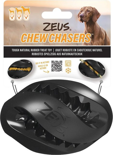 Zeus ChewChasers Treat Rugby Ball Hundespielzeug, Schwarz, 12,5 cm - Bild 1