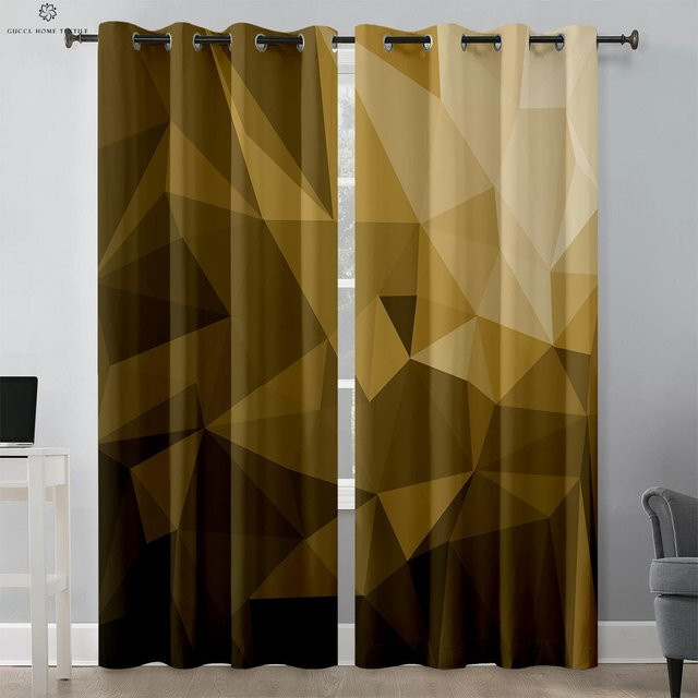 Yiran Furniture Geometrischer Vorhang aus Polyester mit Stangentasche, semi-transparent, 2 Stück, B: 50 cm, H: 130 cm - Bild 1