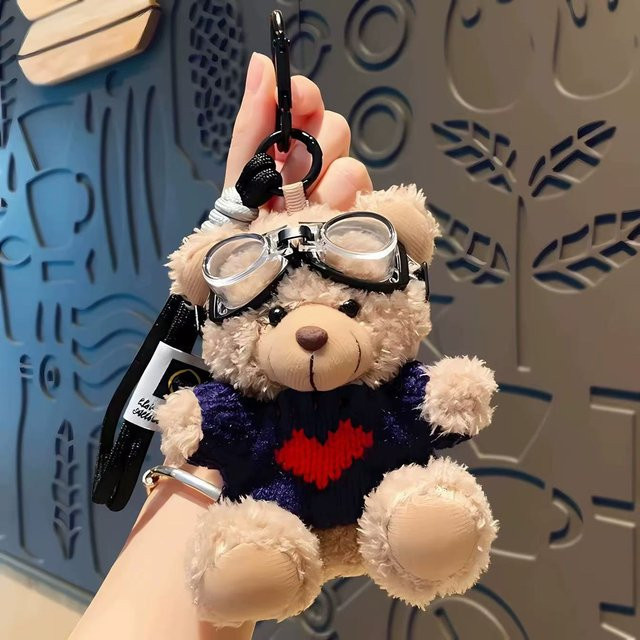 Neuer lockiger Bärenpilot Plüschanhänger, Puppe, beige - Bild 1
