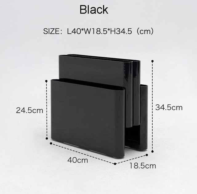 Yiran Furniture Zeitungsständer Nordic Design aus Kunststoff in Schwarz, Freistehendes Zeitungsregal mit vier Taschen, B/T/H: 40,0 x 34,5 x 18,5 cm - Bild 1
