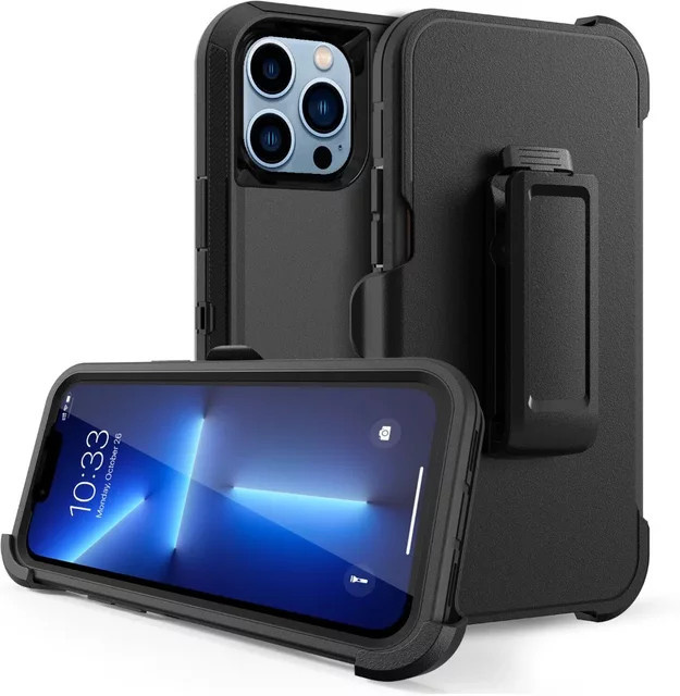 3-in-1 Armor OTT Schutzhülle für iPhone 17 Pro Max bis iPhone 11, robuste stoßfeste Handyhülle aus PC und TPU mit Gürtelclip, erhältlich in Schwarz, Weiß und Grau - Bild 1