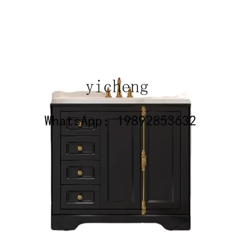 LYY Badezimmerschrank aus massivem Holz mit Waschbecken in Schwarz - Bild 2