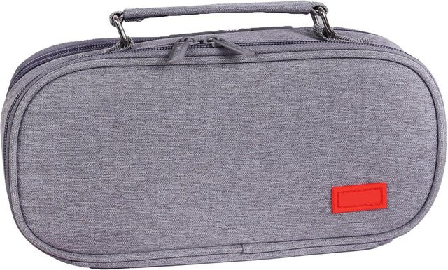CosyHome Federmäppchen aus Canvas in Grau mit großem Fassungsvermögen und Doppelreißverschluss - Bild 1