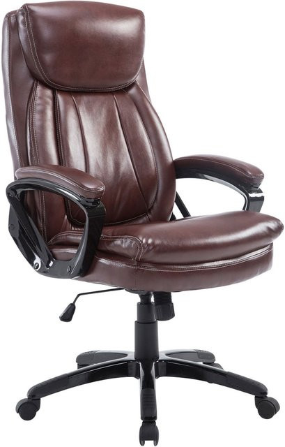 TPFLiving Bürostuhl Ploy Executive Chair in Bordeauxrot mit Armlehnen und Rollen - Bild 1
