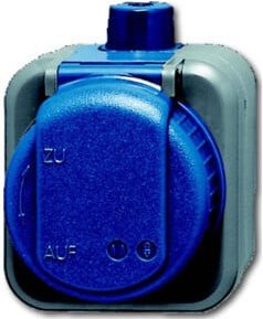 Busch-Jaeger Schutzkontakt-Steckdose IP66 Aufputzmontage Schwarz und Blau - Bild 1