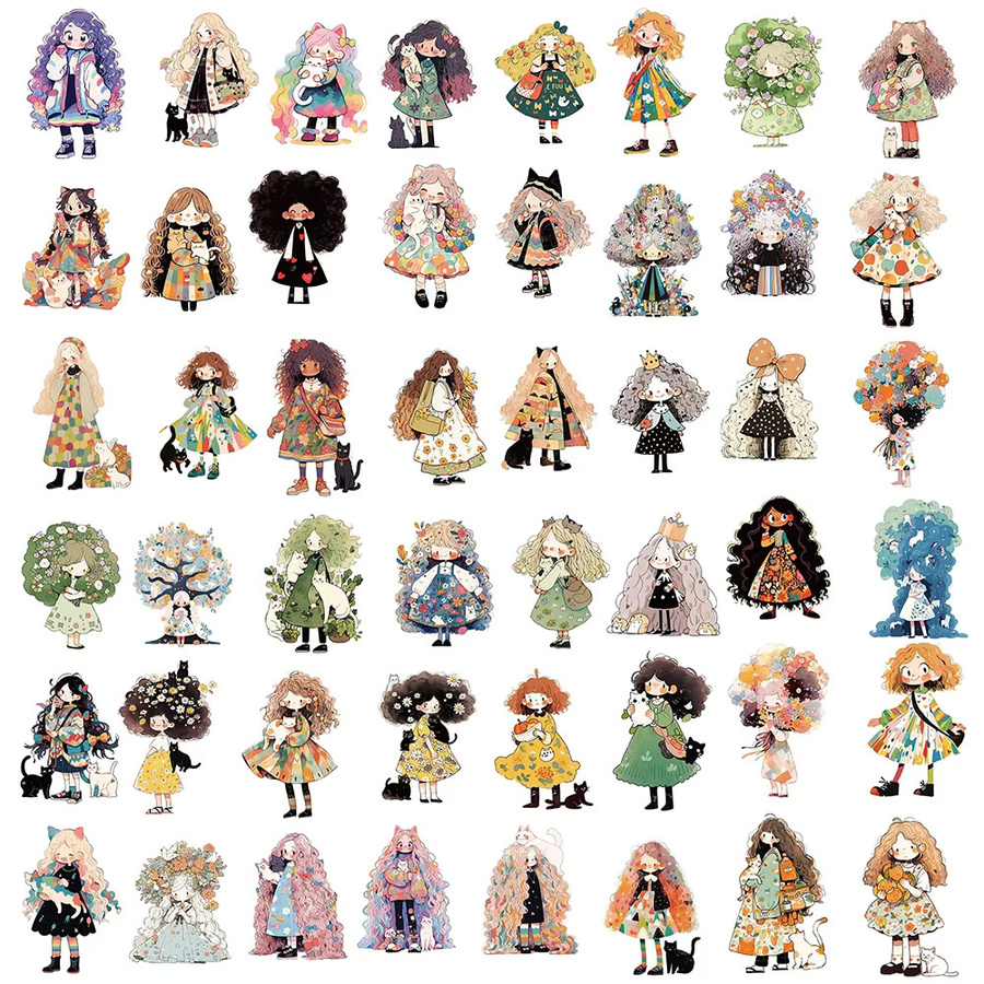 Rspctou Anime Cartoon-Mädchen Aufkleber, Bunt / Mehrfarbig, 10-teiliges Set - Bild 3