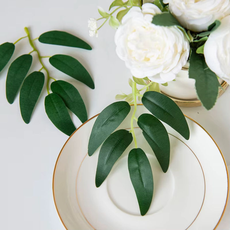 50 Stück Künstliche Seidenblumen Grüne Weidenblätter für DIY Deko, Hochzeit und Brautstrauß von smr - Bild 5