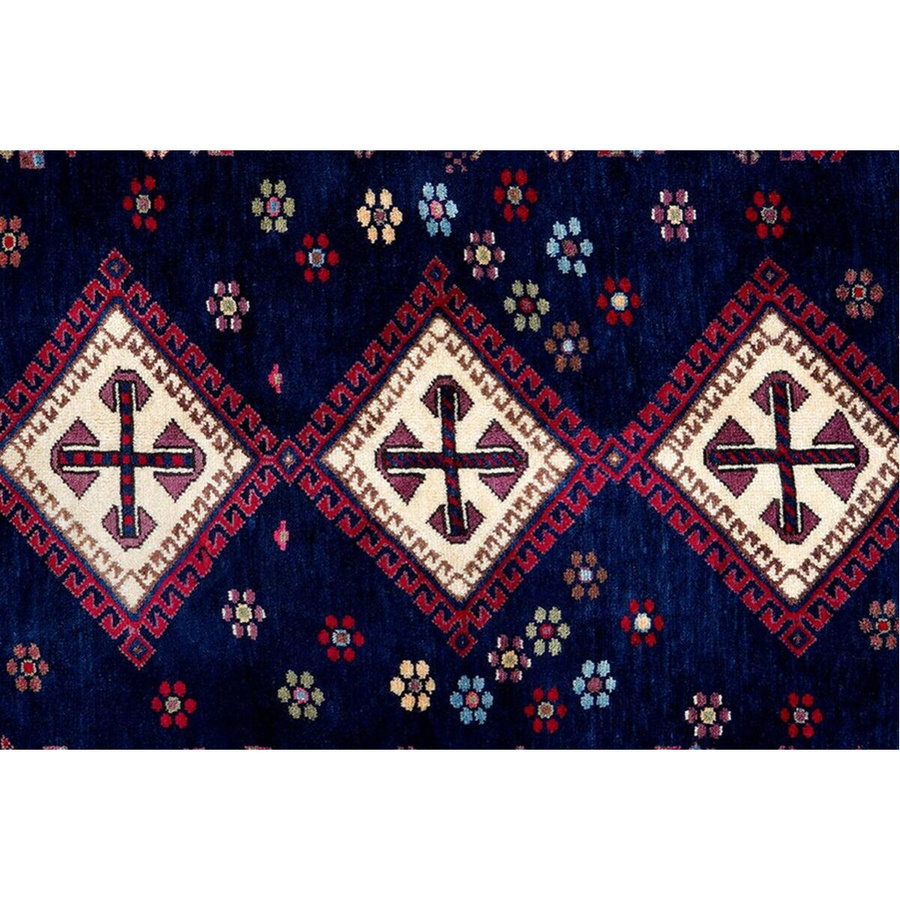 PersaTepp Afshar Teppich handgeknüpft aus Schurwolle und Baumwolle in Beige und Blau, Breite: 165 cm, Höhe: 210 cm, Tiefe: 1 cm - Bild 3
