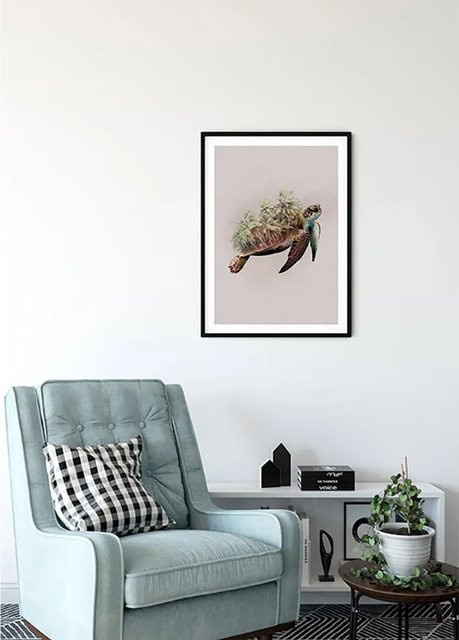 Komar Wandbild Animals Turtle Paper Poster, Multicolor, Breite: 30 cm, Höhe: 40 cm - Bild 1