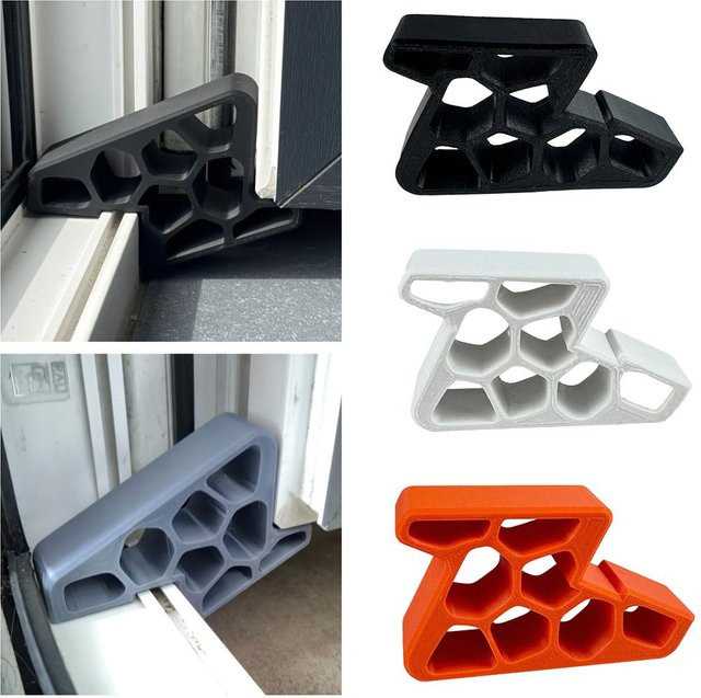 Robuster Fenster- und Türstopper in Orange mit Schienenverriegelung als rutschfester Anti-Wind-Halter zur einfachen Installation - Bild 1