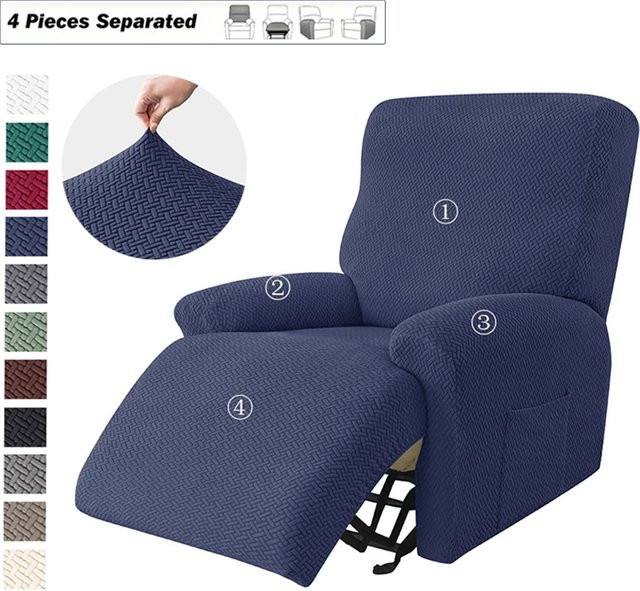 Yupartex Stretch Liege Sofa Abdeckung aus Jacquard für Sessel und Einzel-Couch in Grün oder Blau - Bild 1