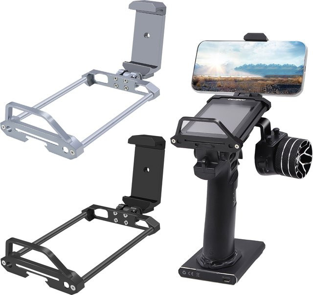 Flysky Aluminium Schutzrahmen mit Telefonhalterung für Noble NB4 Pro NB4 Lite NB4 Radio Sender in Silber - Bild 1