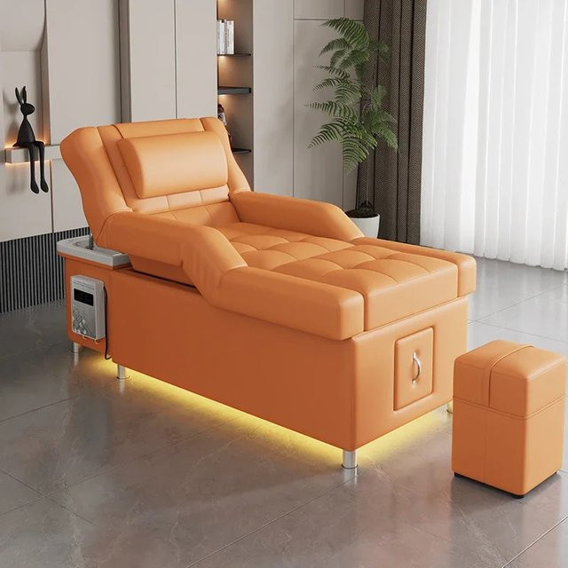 Elektrische Massage-Liege von FULANG für Kopf-Spa, Fußbad und Rückenmassage in Grau und Orange - Bild 1